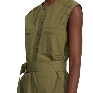 Theory Olive Green Belted cotton Jumpsuit